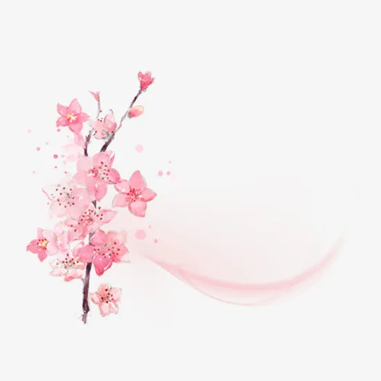 一枝粉红色桃花免抠