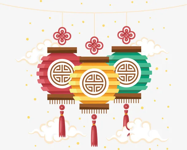 春节折纸灯笼挂饰免抠