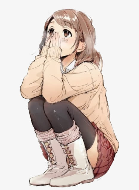 蹲着的女孩免抠