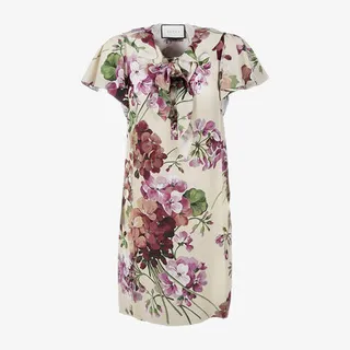 印花真丝连衣裙免抠