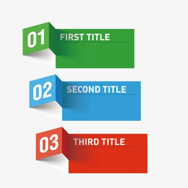 PPT专用标题栏目三种颜色免抠标签元素