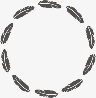 黑色简约羽毛框架免抠