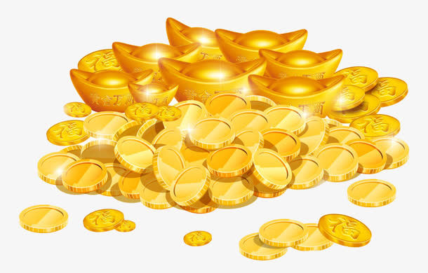 手绘各种金元宝金币免抠