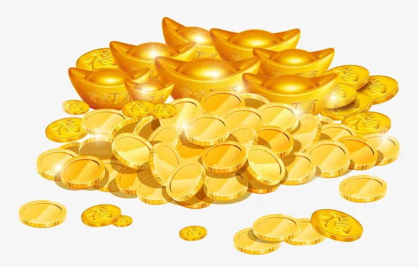 手绘各种金元宝金币免抠