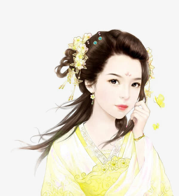 古风立绘绿色纱衣女子免抠