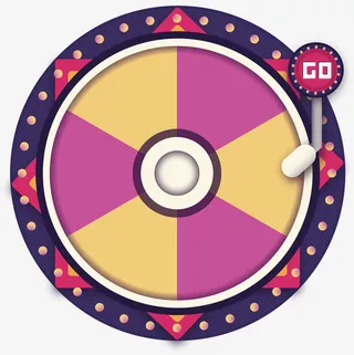 紫色手绘抽奖转盘元素免抠