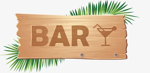 创意卡通bar酒吧木牌设计素材免抠