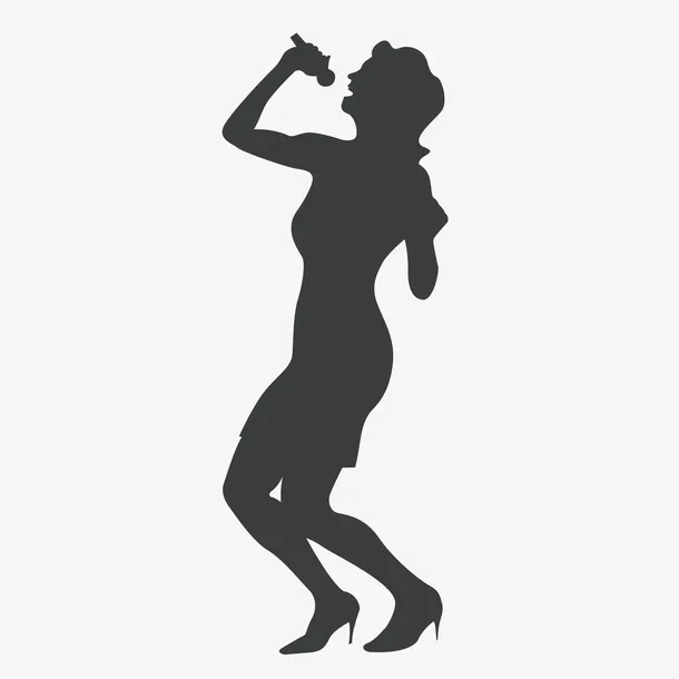 唱歌女子人物剪影免抠