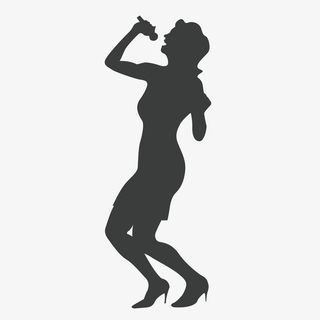 唱歌女子人物剪影免抠