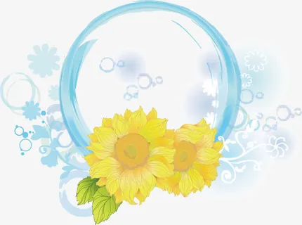 潮流圆形花开免抠