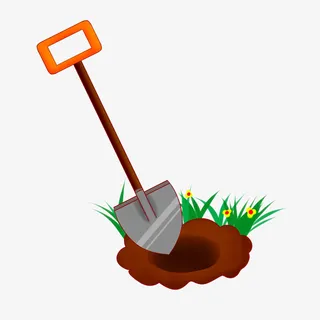 手绘植树挖坑插画断免抠