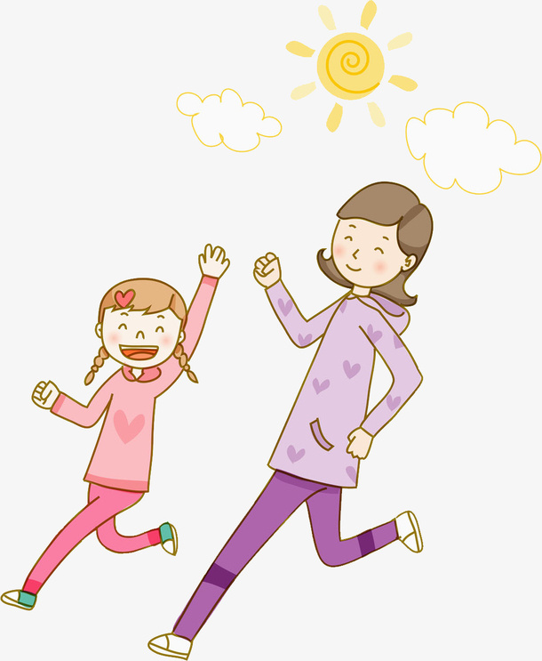 晨跑母女免抠