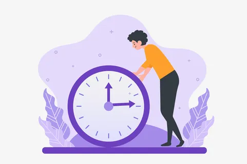 商务插画时钟人物场景免抠