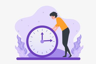 商务插画时钟人物场景免抠