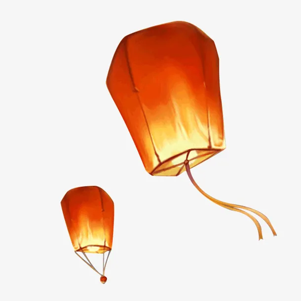 红黄色漂浮灯笼免抠