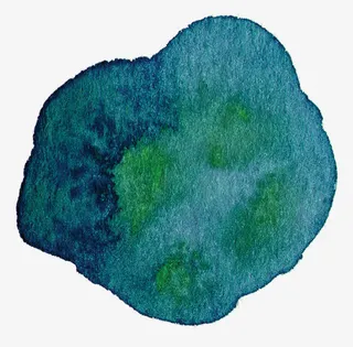 幽静水蓝色琥珀水彩画免抠