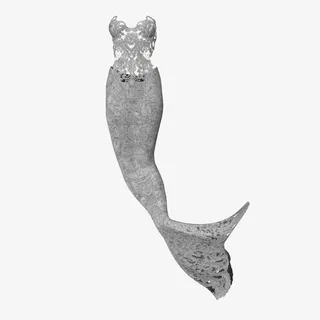 灰色漂亮美人鱼尾巴免抠