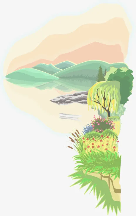 山水画风光景色手绘免抠