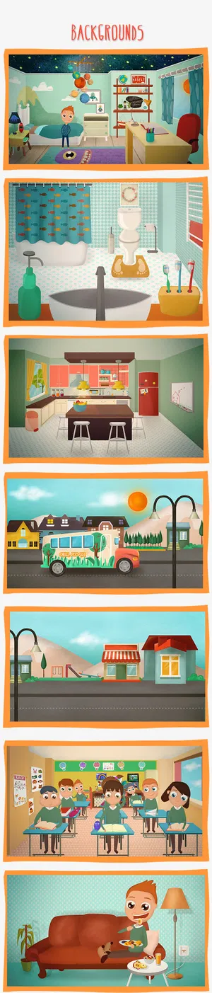 卡通手绘人物家居免抠