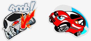 卡通红色汽车免抠