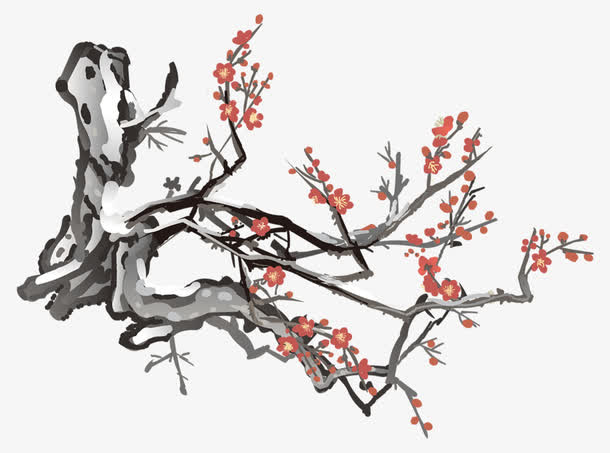 中国风水墨梅花免抠