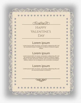 复古情人节花边纸张矢量图免抠