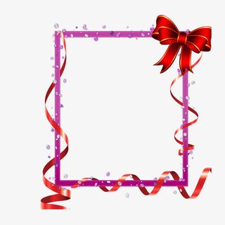粉色带蝴蝶结长方形边框免抠