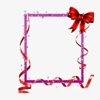 粉色带蝴蝶结长方形边框免抠