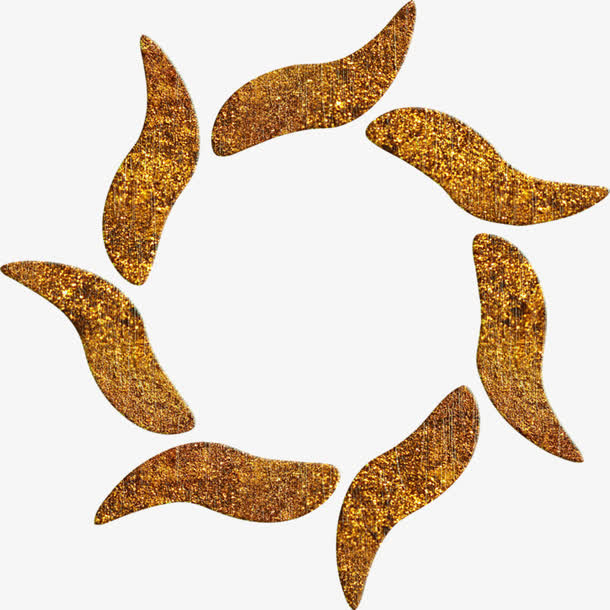 手绘金色花边太阳装饰免抠