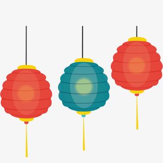 新年手绘卡通装饰海报设计灯笼免抠