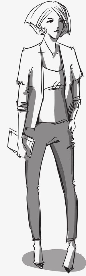 手绘线描模特免抠