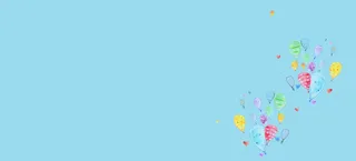 清新简约手绘蓝色气球背景图高清