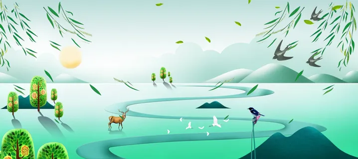 立春小清新柳叶背景高清