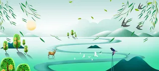 立春小清新柳叶背景高清