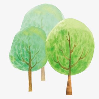 卡通小清新手绘风绿树春天树木素免抠