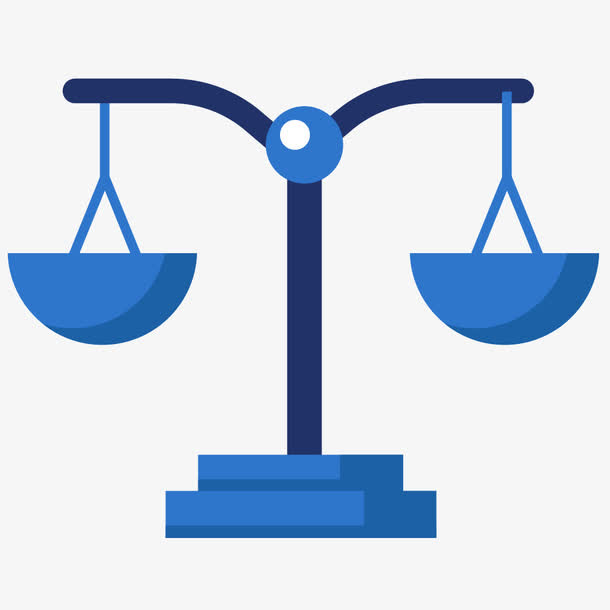 蓝色天平手绘简图免抠