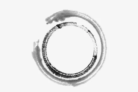 水墨画中国分环形免抠