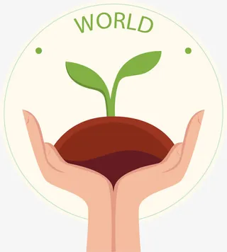 矢量手绘手捧树苗免抠