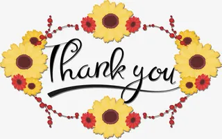 黄色花朵感谢边框免抠