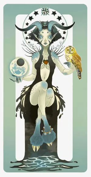 矢量水彩摩羯座插画免抠