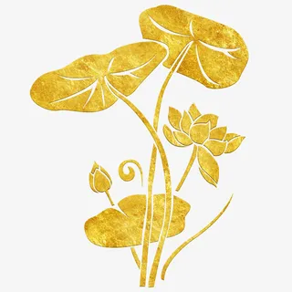 国潮风描金荷花免抠