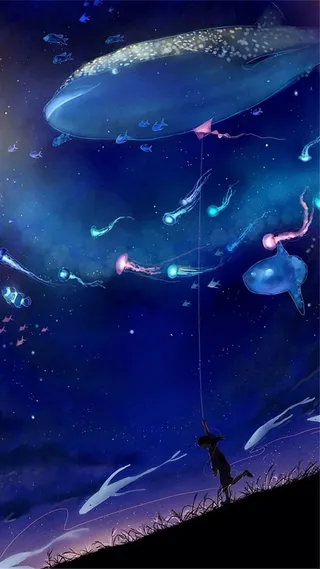 放风筝的人H5素材背景高清