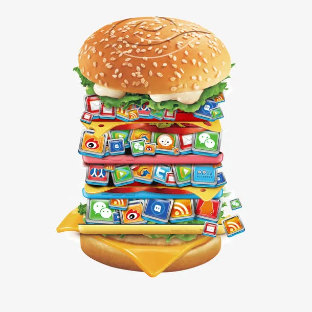 创意汉堡app集合矢量图免抠