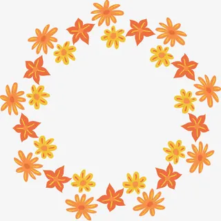 黄色枫叶圆环免抠