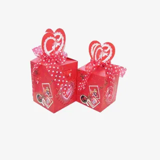 红色蝴蝶结平安果包装盒免抠