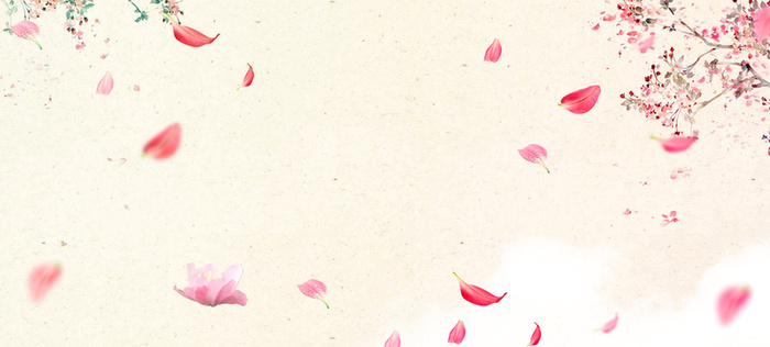 桃花节简约花瓣云层黄banner高清