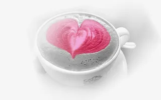 粉色爱心咖啡七夕情人节免抠