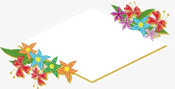 菱形花朵装饰标题框免抠