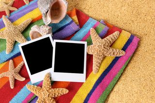 夏日海滩海星拍立得平面广告高清