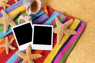 夏日海滩海星拍立得平面广告高清